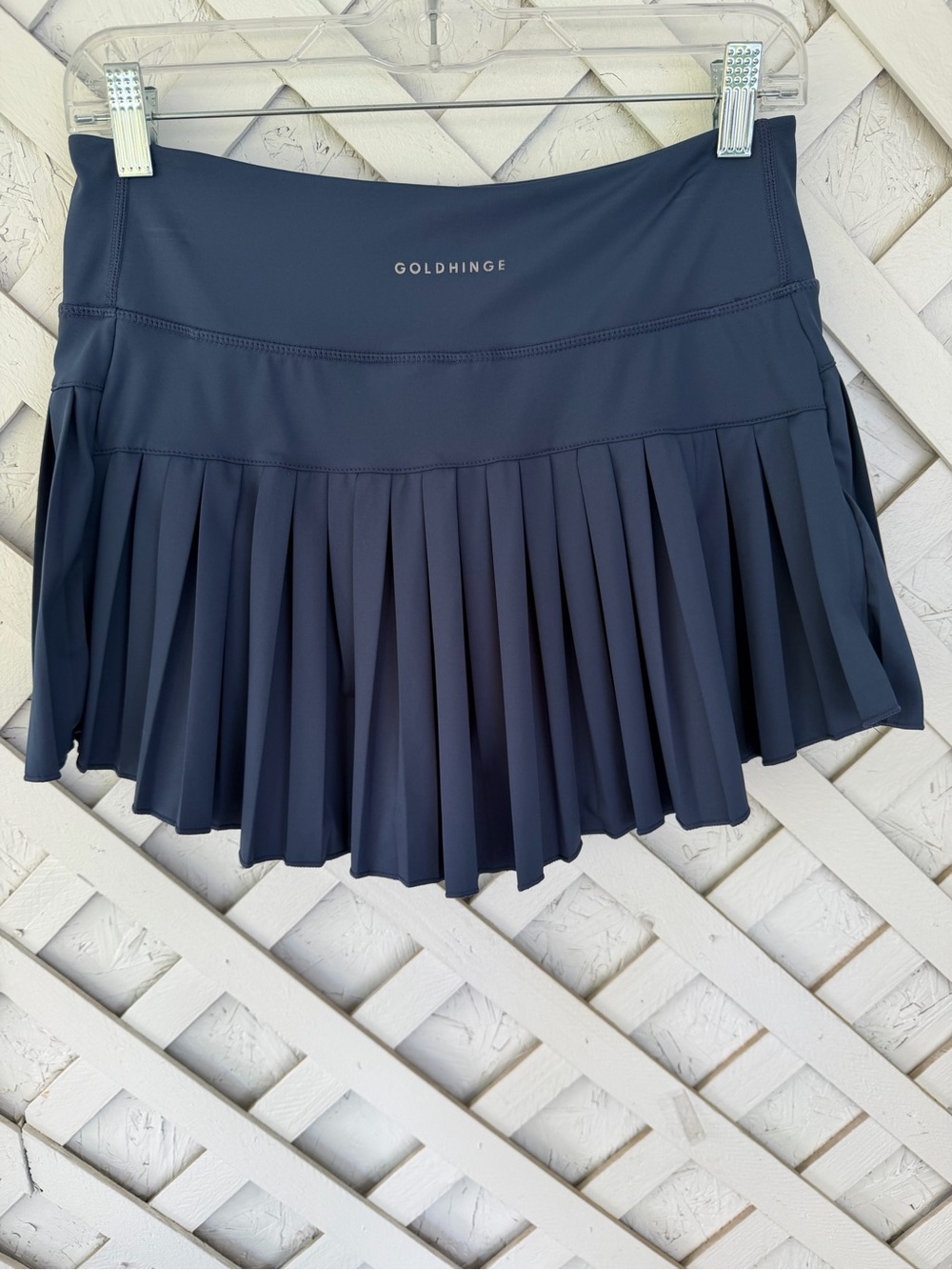 Gold Hinge Pleated Tennis Skirt Skort Teal Blue Women L Pickleball Preppy Sporty